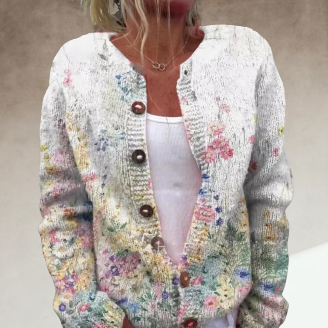 Dames Gebreide Vest Met Bloemenpatroon | Casual Elegantie