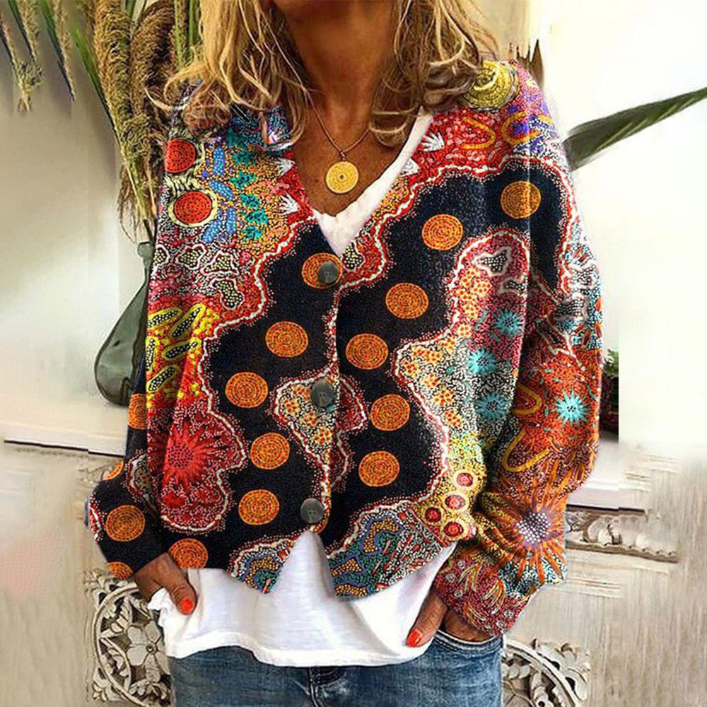 Dames Kleurrijke Boho Stijl Trui – Vrolijke Patronen