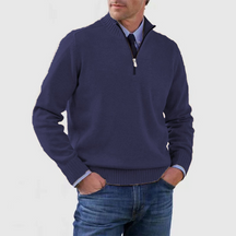 Heren Gebreide Pullover met Opstaande Kraag en Halve Rits | Warm & Rekbaar