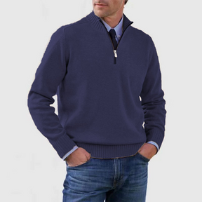 Heren Gebreide Pullover met Opstaande Kraag en Halve Rits | Warm & Rekbaar