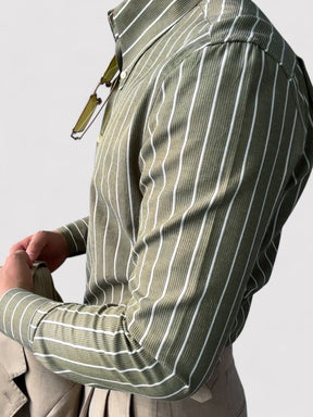Luca - Stijlvol Gestreept Slim Fit Overhemd met Button-Down Kraag