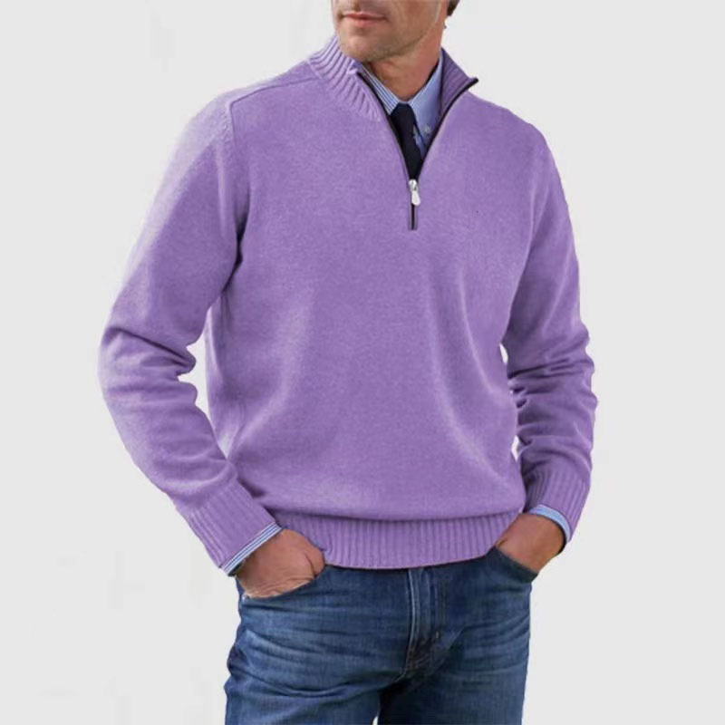 Heren Gebreide Pullover met Opstaande Kraag en Halve Rits | Warm & Rekbaar