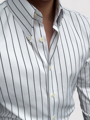 Luca - Stijlvol Gestreept Slim Fit Overhemd met Button-Down Kraag