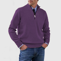 Heren Gebreide Pullover met Opstaande Kraag en Halve Rits | Warm & Rekbaar