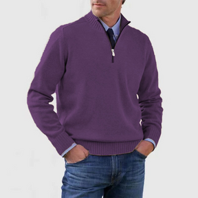 Heren Gebreide Pullover met Opstaande Kraag en Halve Rits | Warm & Rekbaar
