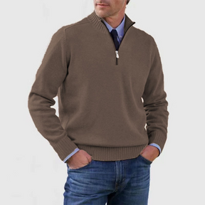 Heren Gebreide Pullover met Opstaande Kraag en Halve Rits | Warm & Rekbaar
