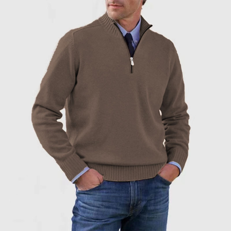 Heren Gebreide Pullover met Opstaande Kraag en Halve Rits | Warm & Rekbaar