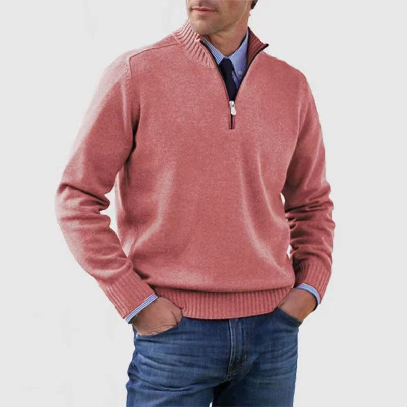 Heren Gebreide Pullover met Opstaande Kraag en Halve Rits | Warm & Rekbaar
