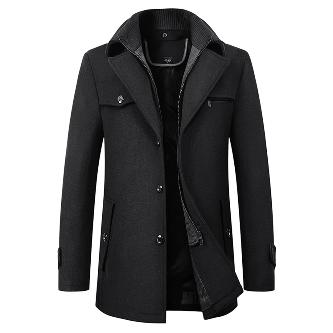 Heren Warme Middellange Winterjas met Rits | Comfortabele Lange Overjas voor de Winter