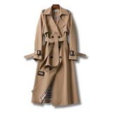 Dames Lange Winter Trenchcoat | Dubbelgeknoopte Mantel met Ceintuur