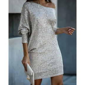 Emma - Dames Glitterjurk met One-Shoulder Design