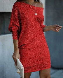 Emma - Dames Glitterjurk met One-Shoulder Design