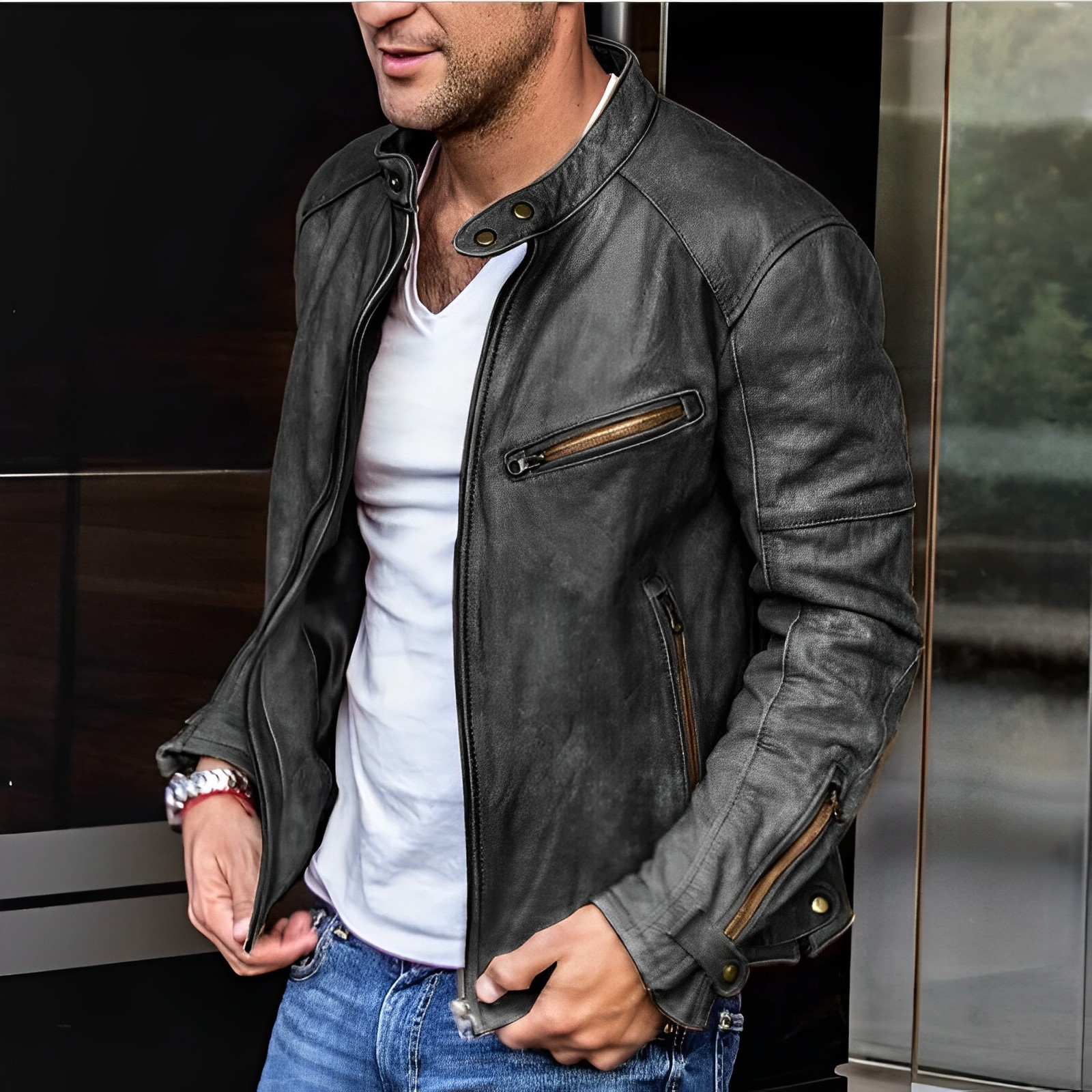 Heren Slim Fit Bikerjack | Warme & Stijlvolle Outdoorjas