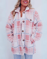 Dames Gezellige Geruite Knoop Jas | Stijlvolle & Warmte