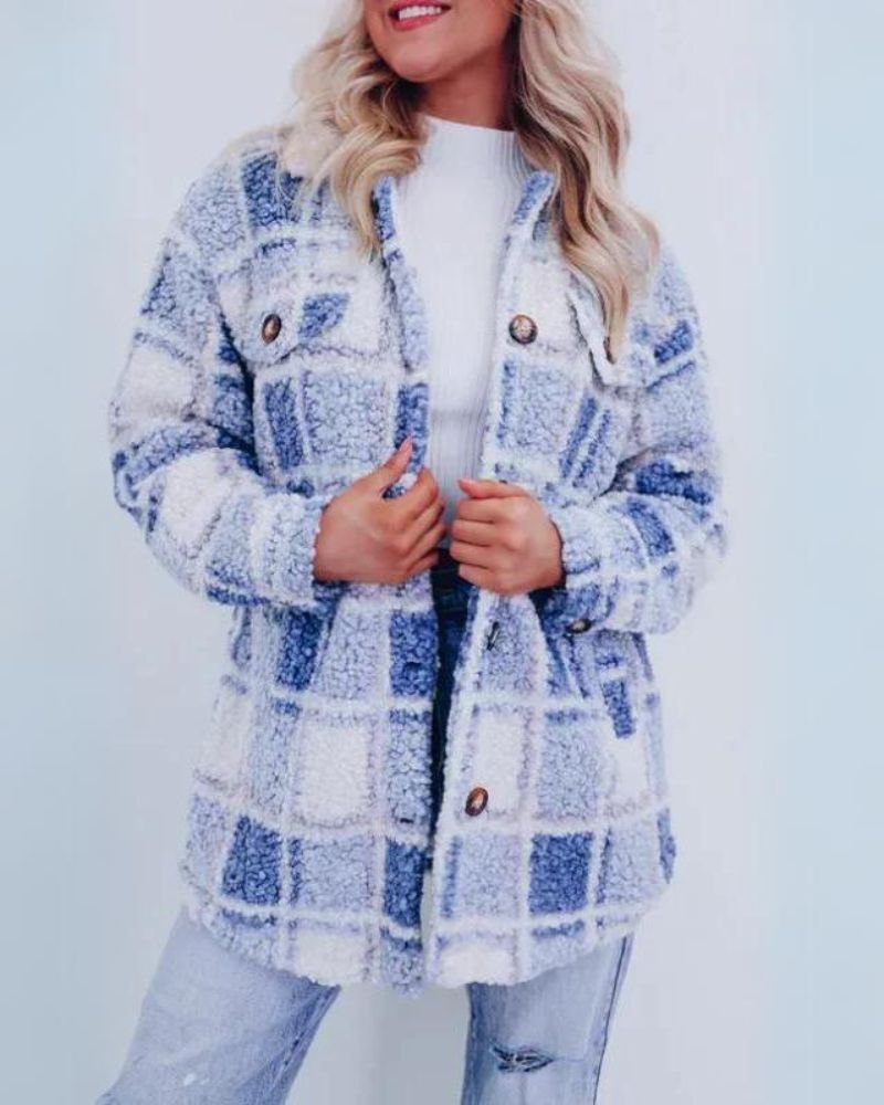 Dames Gezellige Geruite Knoop Jas | Stijlvolle & Warmte