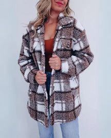 Dames Gezellige Geruite Knoop Jas | Stijlvolle & Warmte