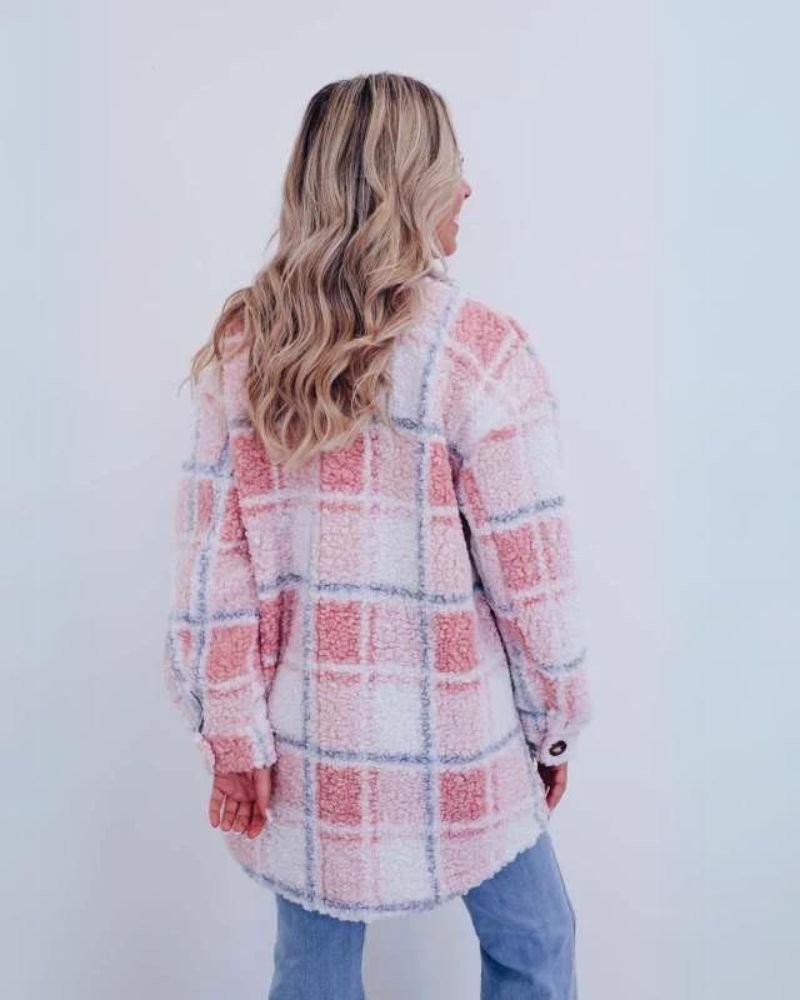 Dames Gezellige Geruite Knoop Jas | Stijlvolle & Warmte