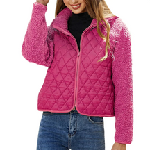 Dames Gewatteerde Cropped Jas | Staande Kraag met Rits