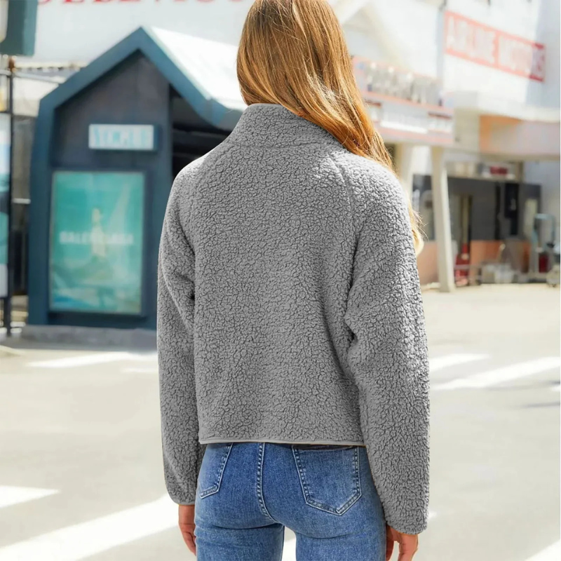 Dames Gewatteerde Cropped Jas | Staande Kraag met Rits