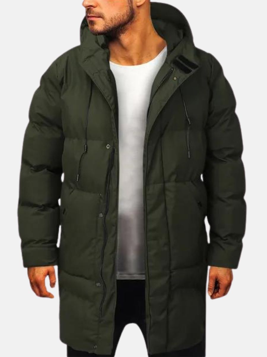 Heren Gewatteerde Winterparka met Capuchon | Warm & Lang