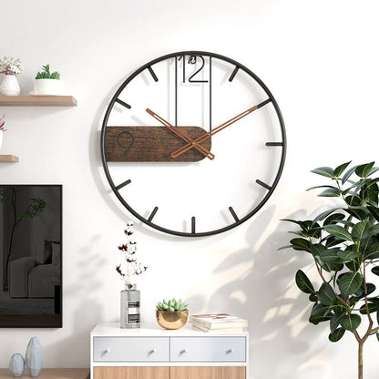 TimelessWood - Grote Industriële Wandklok met Uniek Design