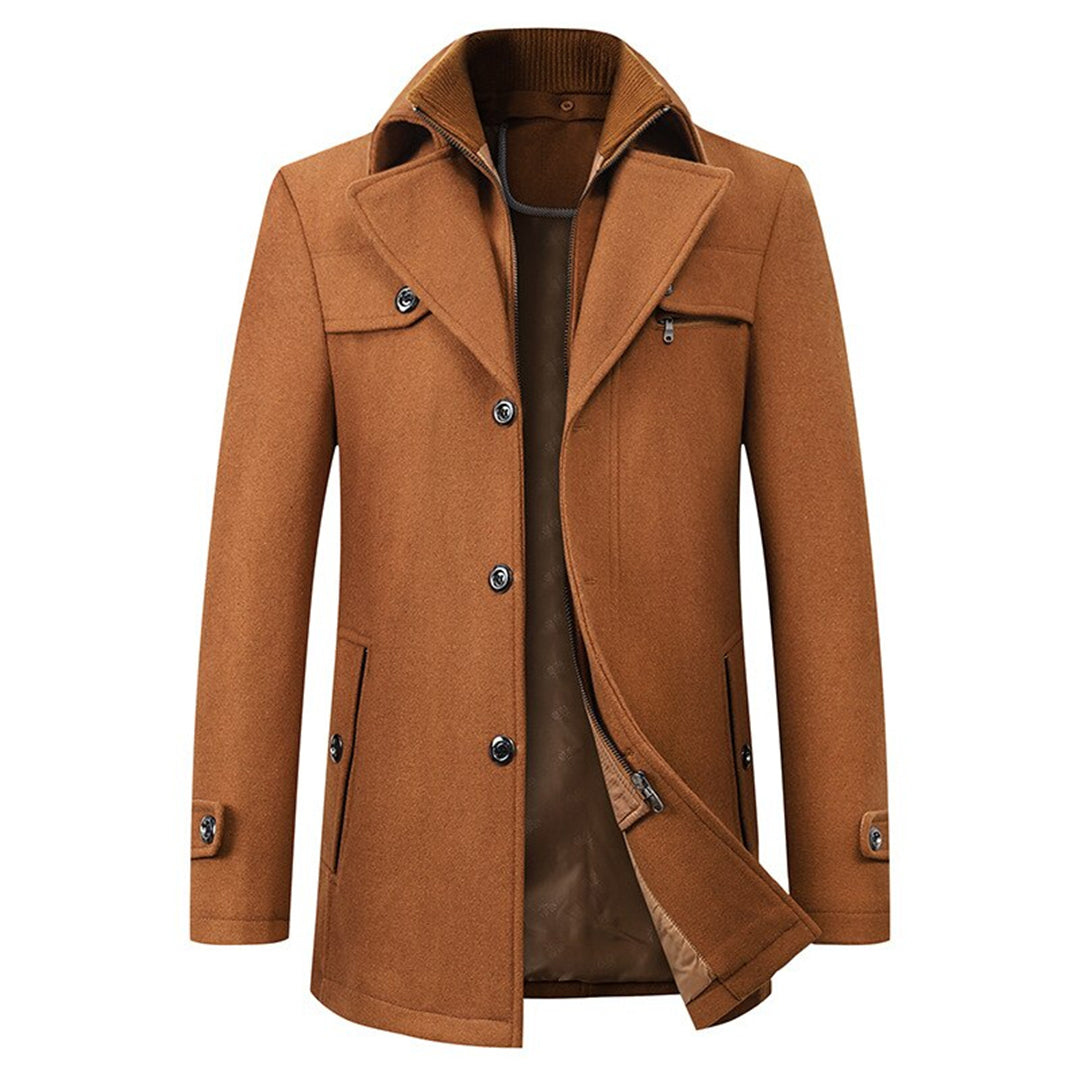 Heren Warme Middellange Winterjas met Rits | Comfortabele Lange Overjas voor de Winter