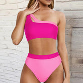 Mila - Trendy Asymmetrische Bikini met High-Waist Slip