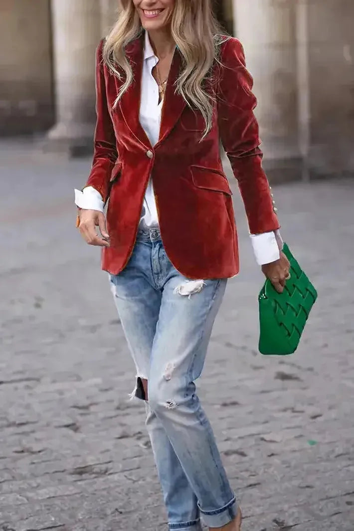 Dames Stijlvolle Blazer Met Gouden Knopen | Stijl en comfort