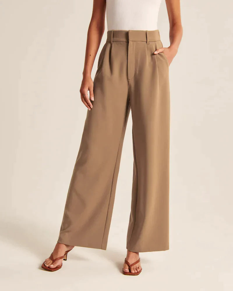 Stijlvolle Hoge Taille Wijde Broek | Verfijnde Afwerking