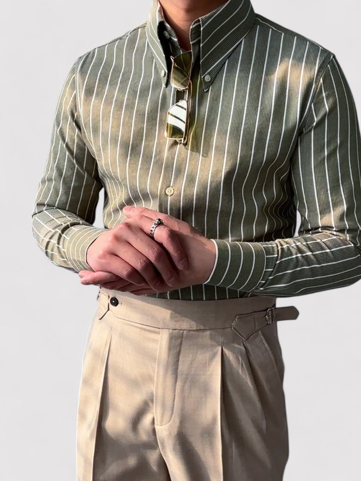 Luca - Stijlvol Gestreept Slim Fit Overhemd met Button-Down Kraag
