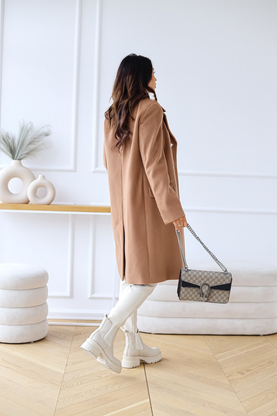 Dames Warme Dubbelrijige Lange Winter Trench Overjas | Met Gouden Knopen