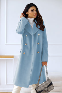 Dames Warme Dubbelrijige Lange Winter Trench Overjas | Met Gouden Knopen