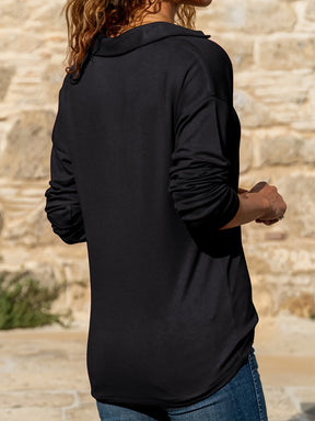 Dames Elegante Lange Mouw Zipper Top | Moderne Musthave