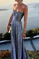 Lotte - Elegant Strapless Metallic Maxi Avondjurk