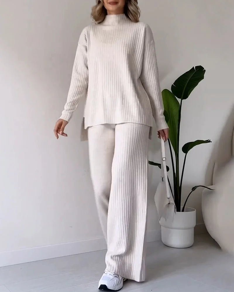 Dames Relaxte Chique Tweedelige Set | Comfortabele Gebreide Outfit