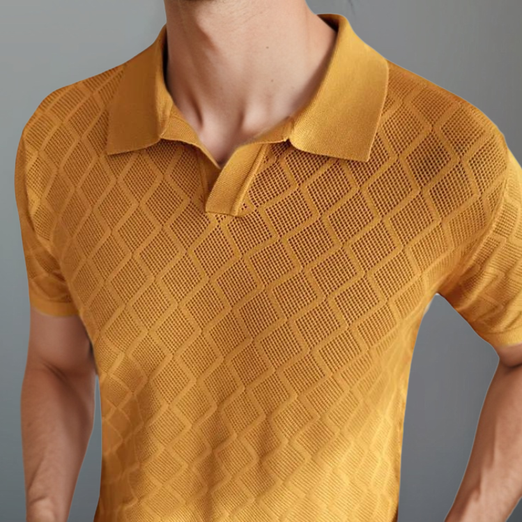 Jack - Elegante polo van Gestructureerde stof, Aansluitende en ademende Pasvorm
