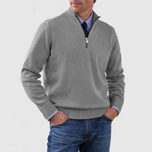 Heren Gebreide Pullover met Opstaande Kraag en Halve Rits | Warm & Rekbaar