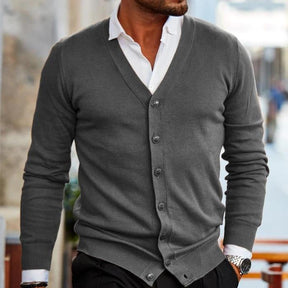 Heren V-Hals Gebreid Cardigan | Voorkant Knopen
