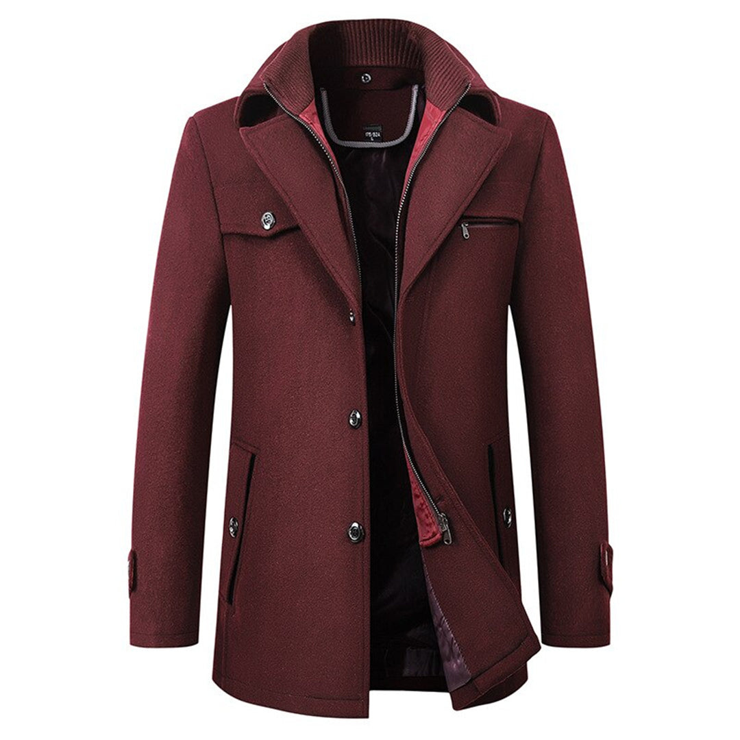 Heren Warme Middellange Winterjas met Rits | Comfortabele Lange Overjas voor de Winter