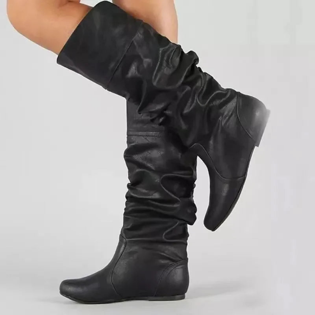 Dames Slouchy Kniehoge Laarzen | Platte Comfortabele Winterlaarzen