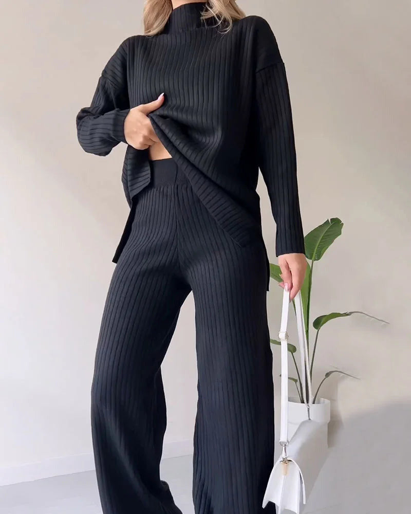 Dames Relaxte Chique Tweedelige Set | Comfortabele Gebreide Outfit