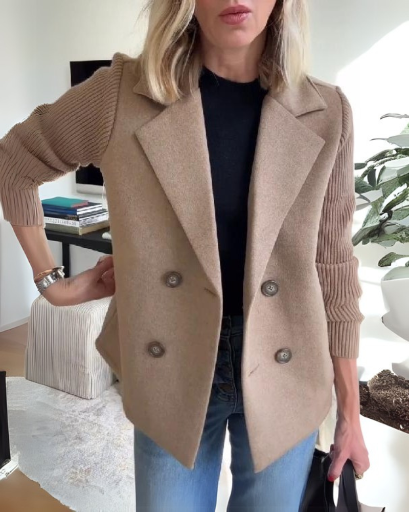 Dames Getailleerde Casual Blazer | Gebreide Mouwen