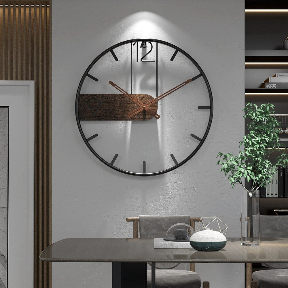 TimelessWood - Grote Industriële Wandklok met Uniek Design