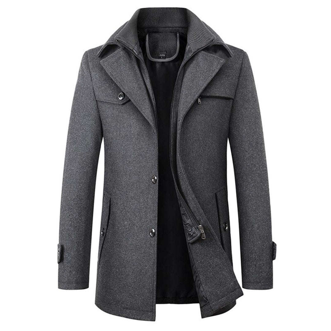 Heren Warme Middellange Winterjas met Rits | Comfortabele Lange Overjas voor de Winter