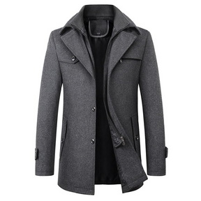 Heren Warme Middellange Winterjas met Rits | Comfortabele Lange Overjas voor de Winter