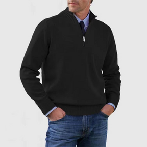 Heren Gebreide Pullover met Opstaande Kraag en Halve Rits | Warm & Rekbaar