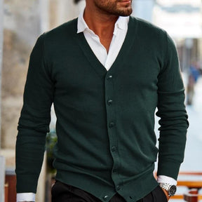 Heren V-Hals Gebreid Cardigan | Voorkant Knopen