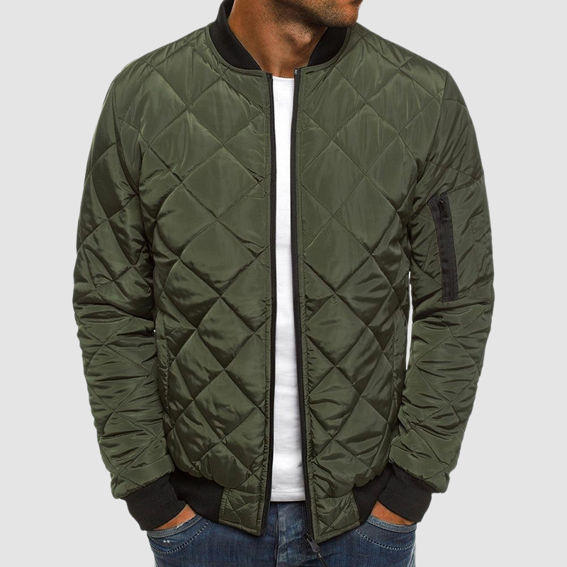 Heren Diamant Stiksel Slim Fit Jack | Rits met Mouwzak
