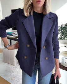Dames Getailleerde Casual Blazer | Gebreide Mouwen