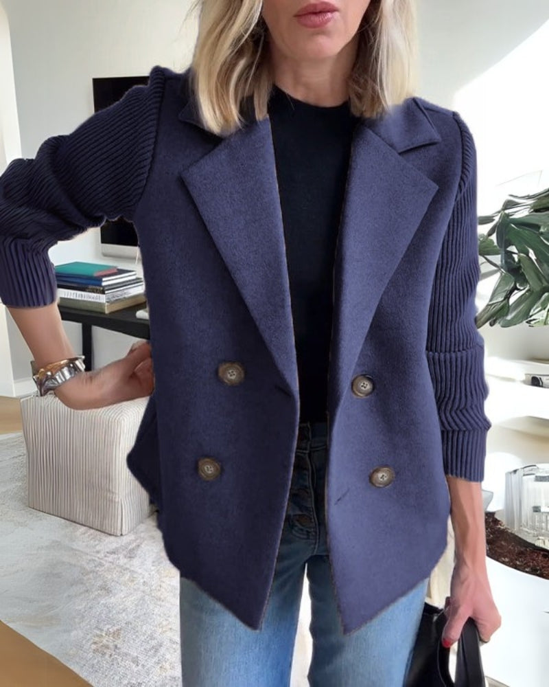 Dames Getailleerde Casual Blazer | Gebreide Mouwen